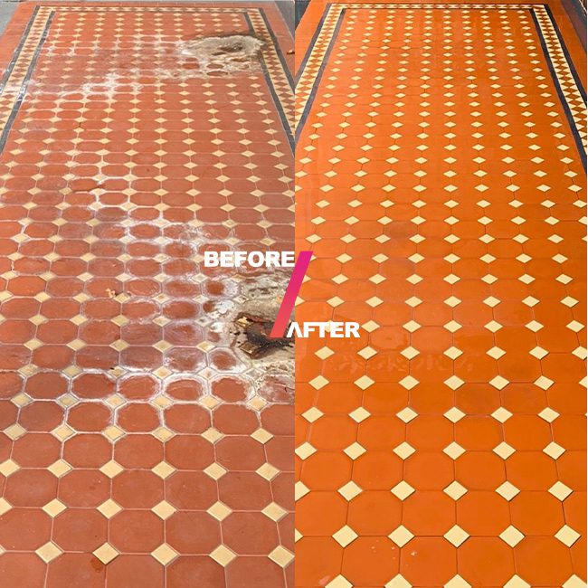 Prestige-Surfaces-Before-And-After-Restoration, Tessellated Tiles